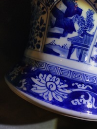 A Chinese blue and white vase with floral design, Kangxi